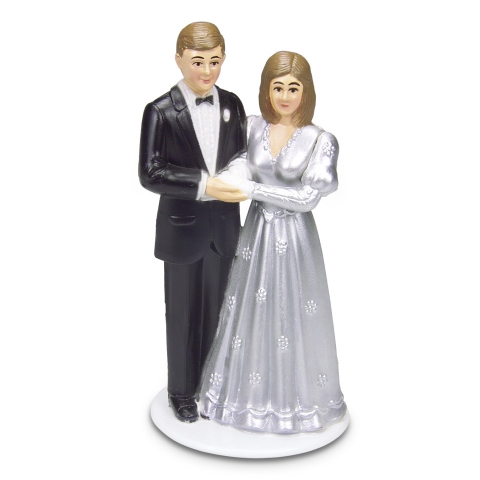 Billede af Bryllupsfigur, sølvbrudepar ca. 8 cm høj